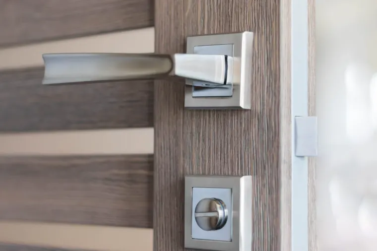Interior door hardware and trim detail